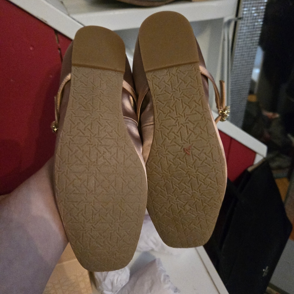 Badgley Mischka Pink and Brown Flats with Mary Jane Style - Picture 4 of 4
